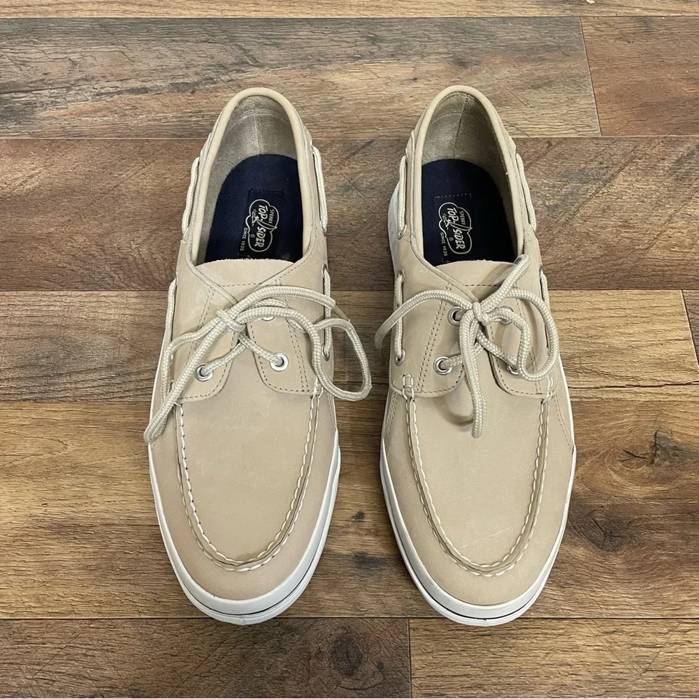 Sperry Men's Top Sider Beige Leather Boat Shoes Size 10.5